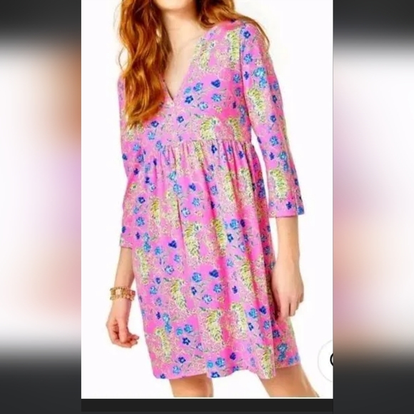 Lilly Pulitzer Pink Floral Long Sleeve Dress - Picture 2 of 2